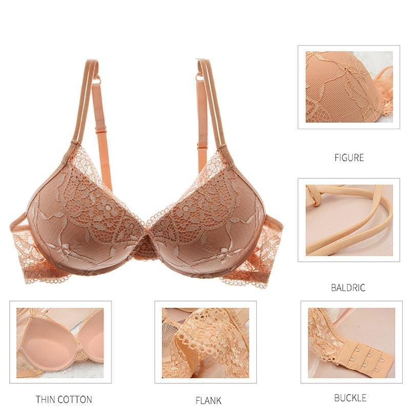 Set of Multi-colored Lace Push-up Bras. Glamorous Brassieres