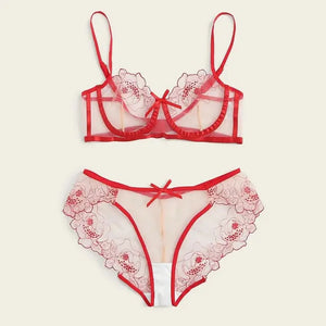 HLS Sexy Embroidery Perspective Bra & Pantie Set - Image #4