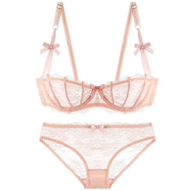 Her DKGEA Ultra thin Lace Bra and Pantie Set.