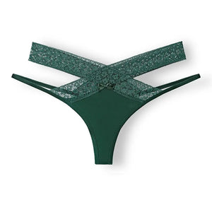 HLS Lace Cross Strap Low-waist Panties. - Image #18