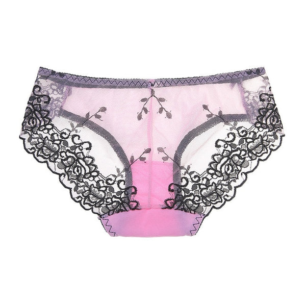 HLS Sexy Lace Mesh Solid Embroidered Briefs.