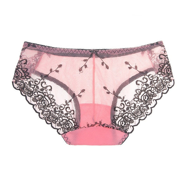 HLS Sexy Lace Mesh Solid Embroidered Briefs.